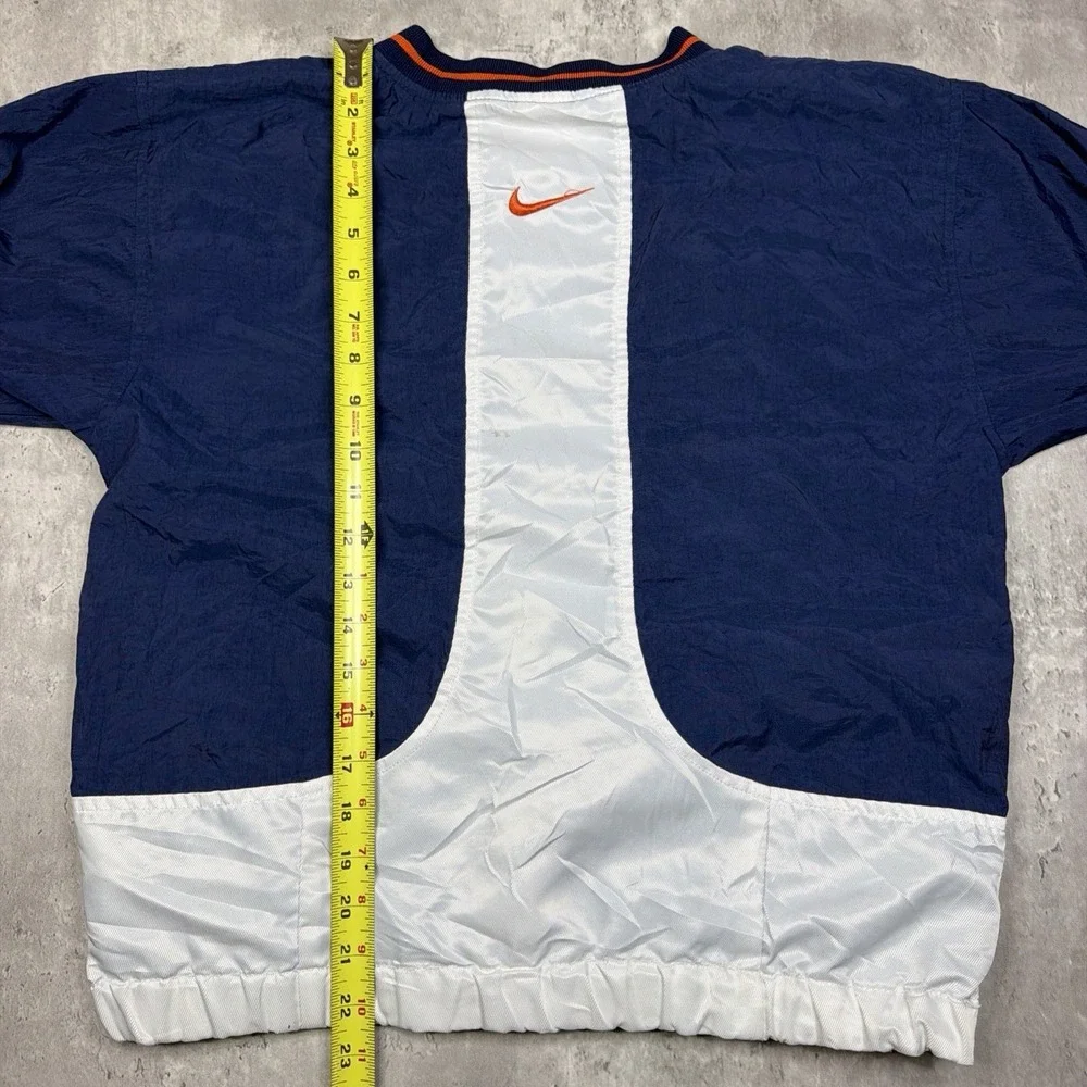 Vintage 90s Nike Blue White Orange Nylon Pullover Windbreaker Jacket Youth S (6)